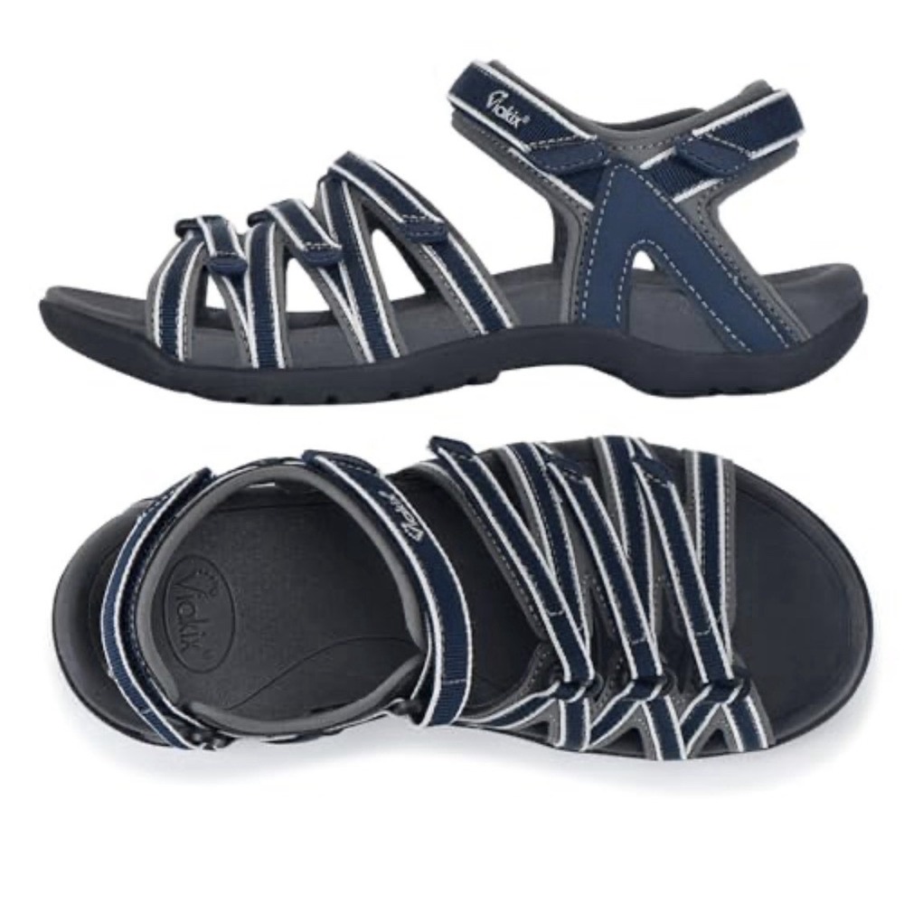 Viakix Acadia Sandals Women's Sz-8 Carbon Comfort Adjustable Strap Hiking New